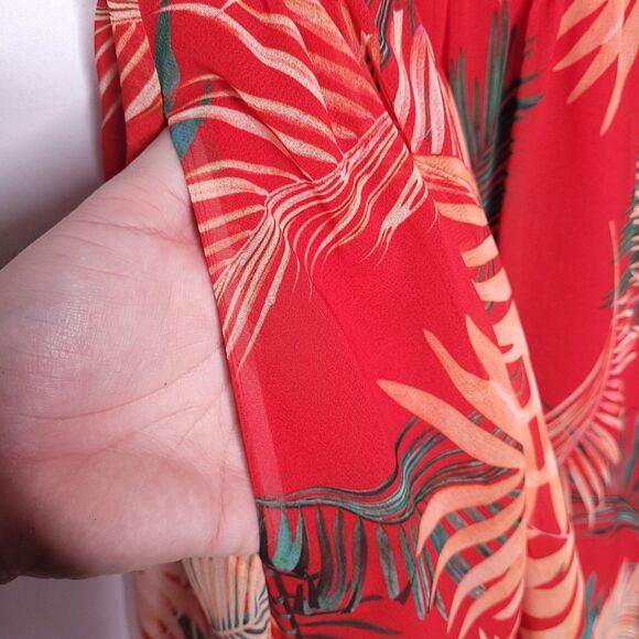 Rebecca Minkoff Dress 2 Red Floral Tropical Crosby - Picture 7 of 13